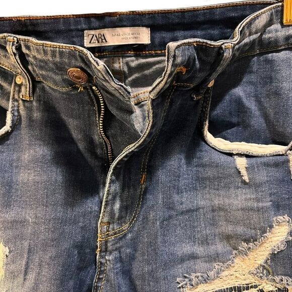 Zara Women’s Distressed Straight Leg Jeans Size 32 or US 12 - Picture 9 of 13
